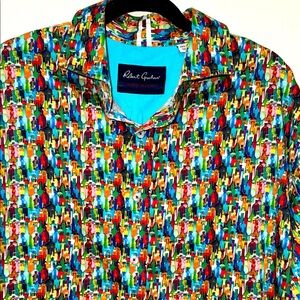 Robert Graham Modern Americana men size  1 XLT bottles liquor wine button shirt